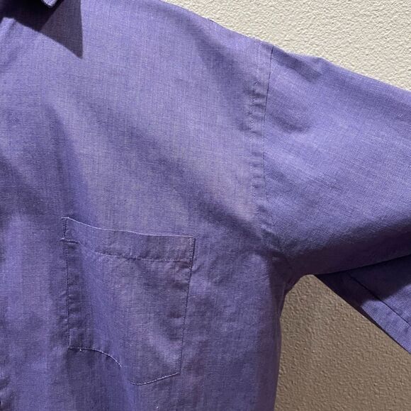 Van Heusen Regular Fit Purple Button Down Men Collar Shirt Size 171/2 34/35 - Picture 4 of 7